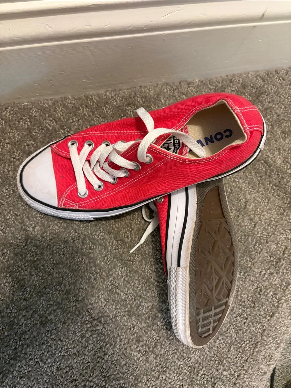 Converse Red Low Top Canvas Sneakers